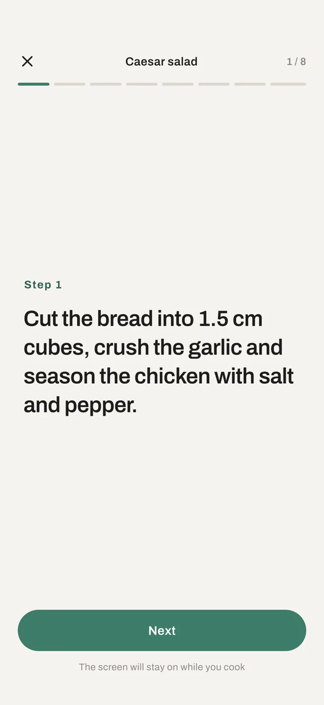 Cook mode with large steps